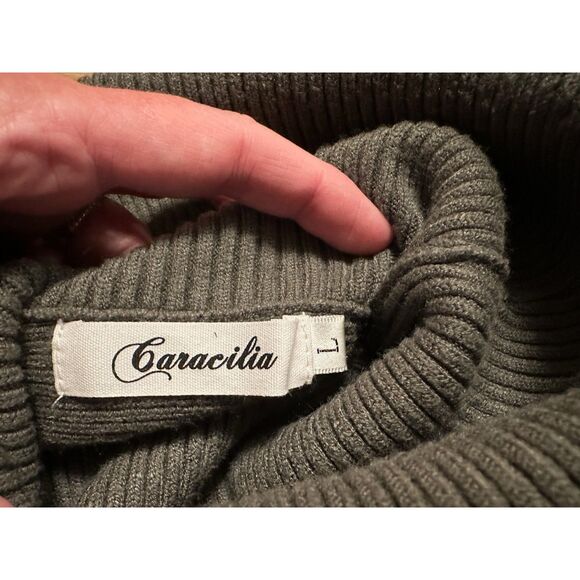 Women's Caracilia Heavy Oversized Ribbed Turtleneck Sweater Green Large EUC! - Picture 4 of 5
